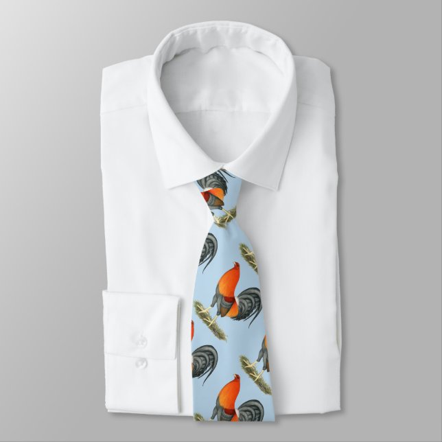 Gamecock Blue Red Rooster Tie (Tied)