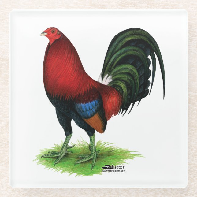 Gamecock:  Dark Red Glass Coaster (Front)