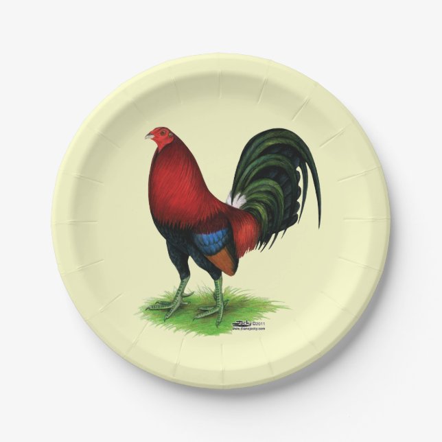 Gamecock:  Dark Red Paper Plate (Front)