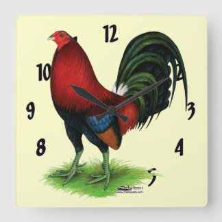 Gamecock: Dark Red Square Wall Clock