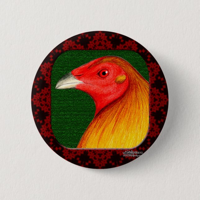 Gamecock Framed 6 Cm Round Badge (Front)