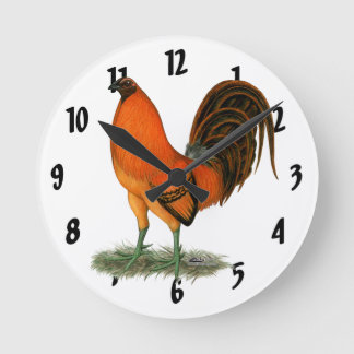 Gamecock Ginger Red Rooster Round Clock