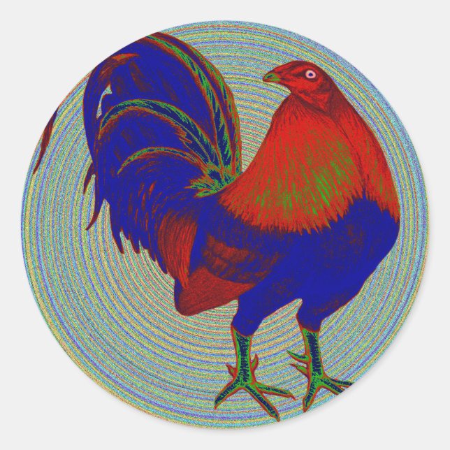 Gamecock:  Impressionist Rooster Classic Round Sticker (Front)