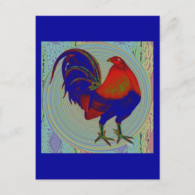 Gamecock:  Impressionist Rooster Postcard (Front)