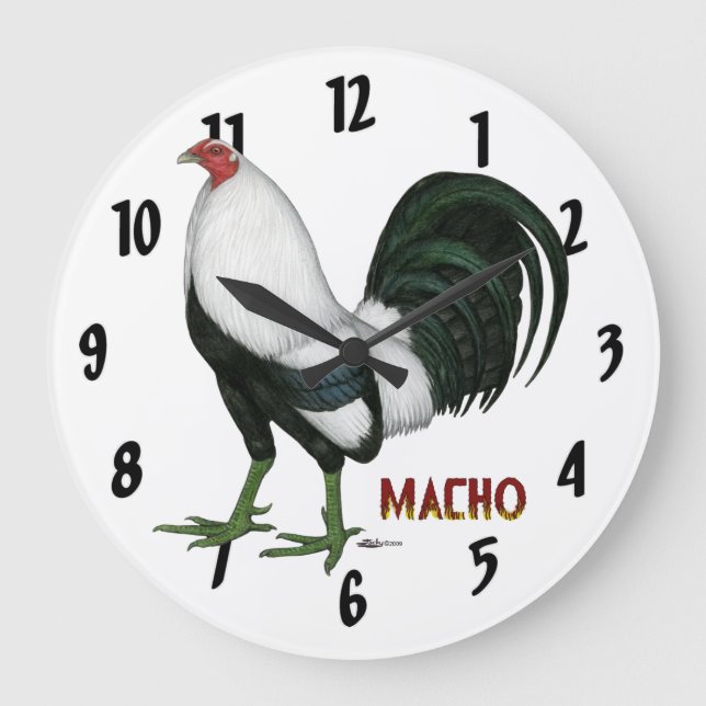 Gamecock Macho Duckwing Large Clock (Front)