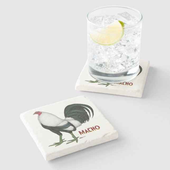 Gamecock Macho Duckwing Stone Coaster (Side)
