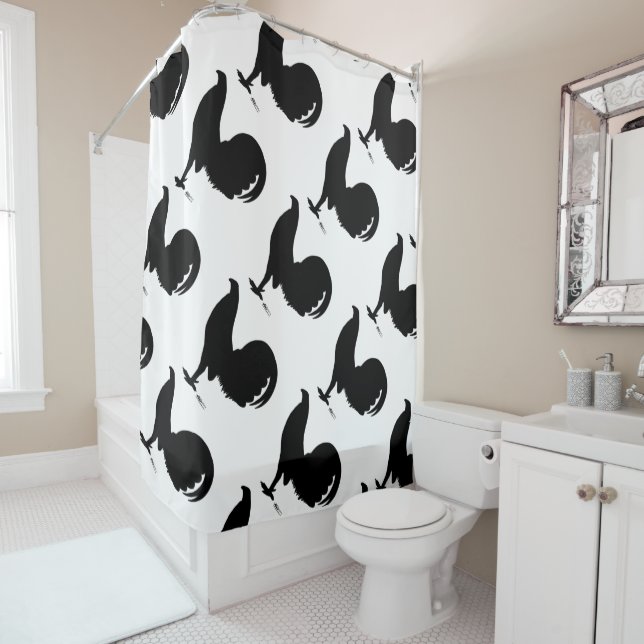 Gamecock Rooster Silhouette Shower Curtain (In Situ)