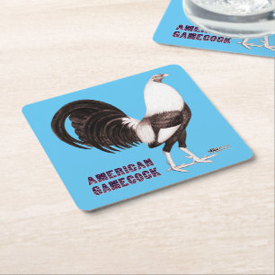 Gamecock Sepia Square Paper Coaster