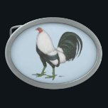 Gamecock Silver Duckwing Oval Belt Buckle<br><div class="desc">This gamecock is named for the iridescent blue wing bar,  which resembles a mallard duck's.</div>
