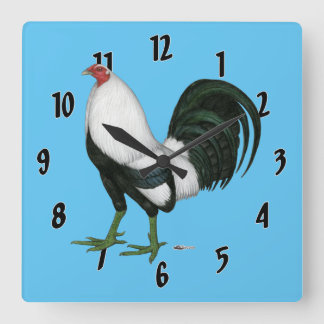 Gamecock Silver Duckwing Square Wall Clock