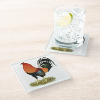 Gamecock Wheaten Rooster Glass Coaster