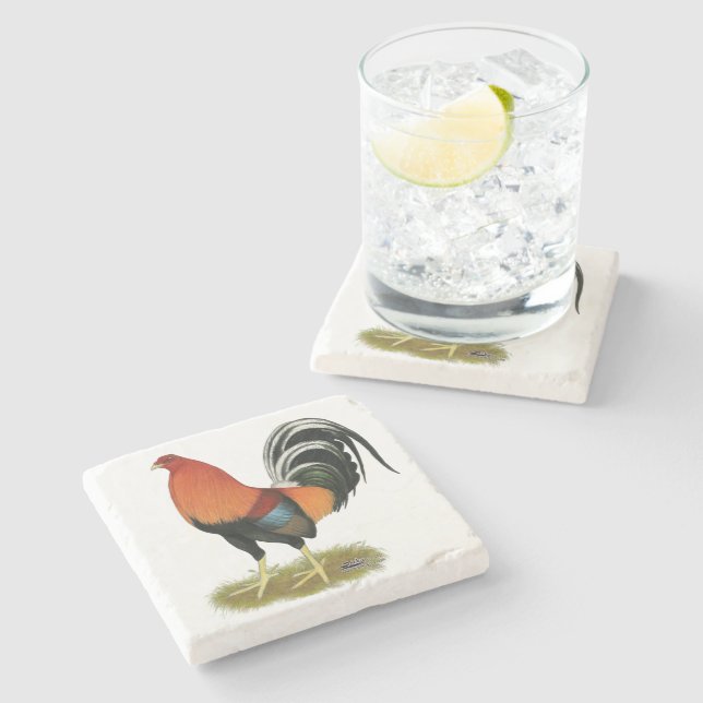 Gamecock Wheaten Rooster Stone Coaster (Side)