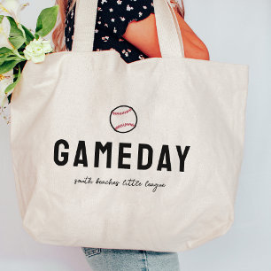 "Gameday" Custom Baseball League Name Large Tote Bag