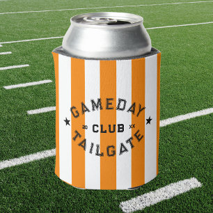 Gameday Tailgate Club Orange Stripe Custom Party Can Cooler