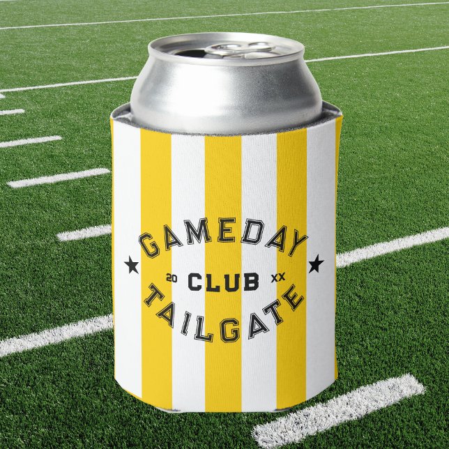 Gameday Tailgate Club Yellow Stripe Custom Party Can Cooler (Creator Uploaded)