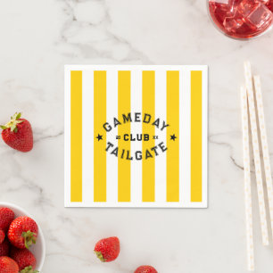 Gameday Tailgate Club Yellow Stripe Custom Party Napkin
