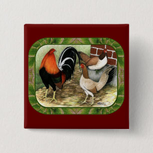 Gamefowl On the Farm 15 Cm Square Badge