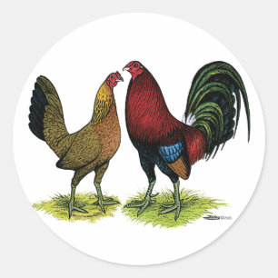 Gamefowl Pair Classic Round Sticker