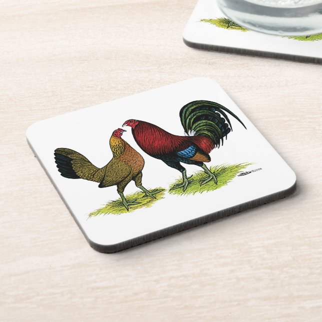 Gamefowl Pair Coaster (Left Side)