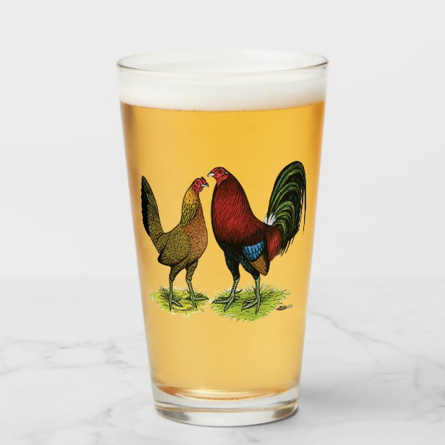 Gamefowl Pair Glass (Front Filled)