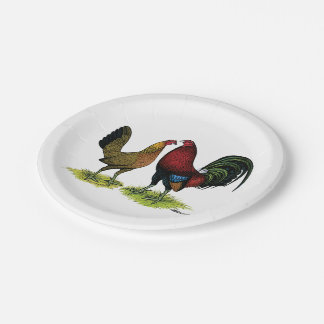 Gamefowl Pair Paper Plate