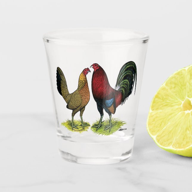 Gamefowl Pair Shot Glass (Front)