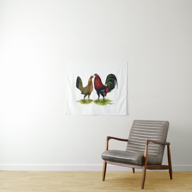 Gamefowl Pair Tapestry (In Situ (Horizontal))