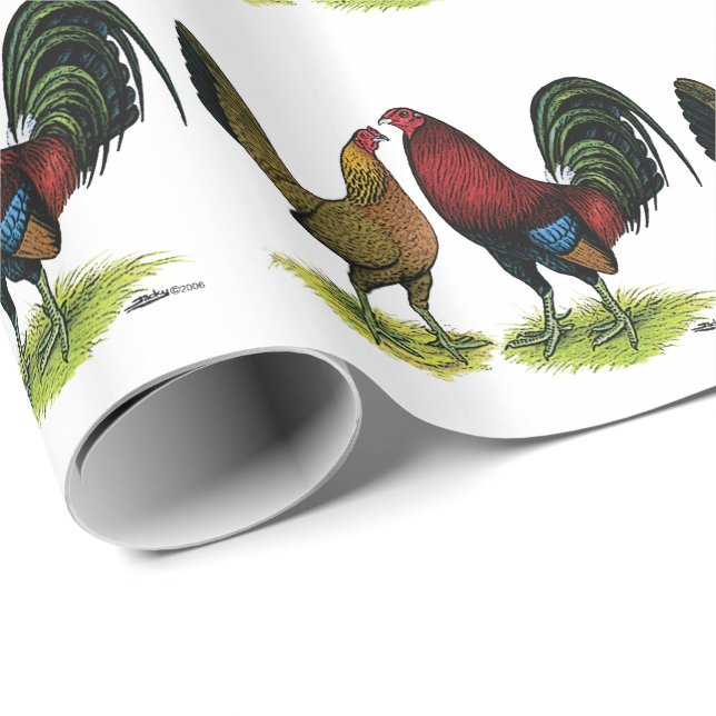 Gamefowl Pair Wrapping Paper (Roll Corner)