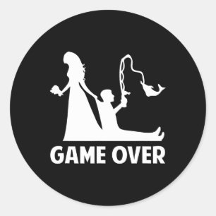 Gameover Bride Groom Wedding Bachelor Bachelorette Classic Round Sticker