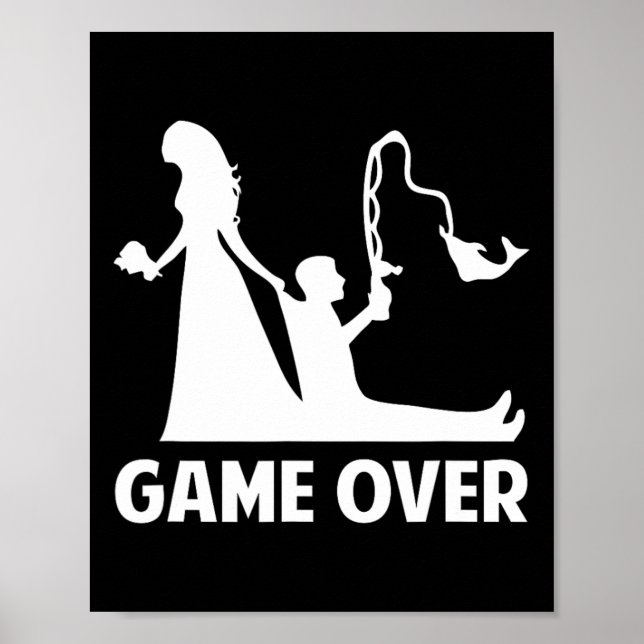 Gameover Bride Groom Wedding Bachelor Bachelorette Poster (Front)