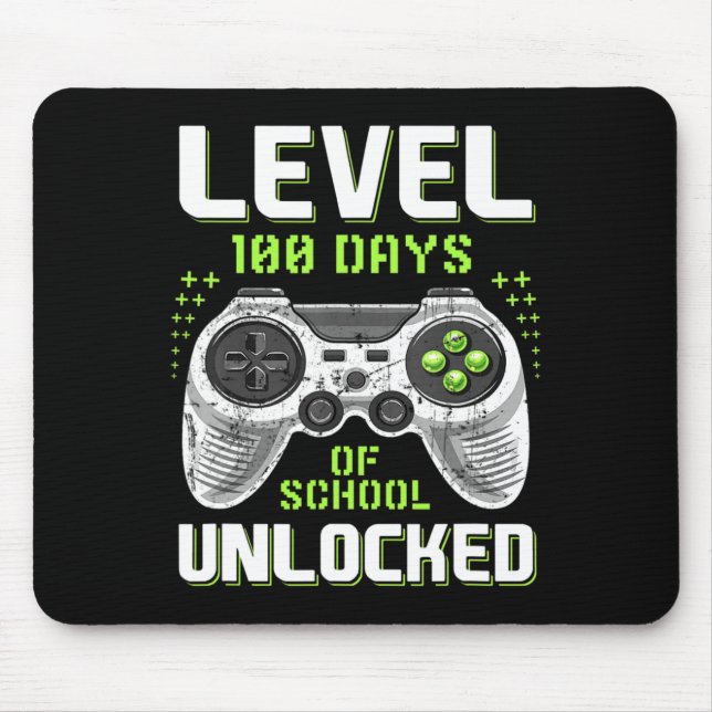 Gamer 100th Day Of School Level 100 Days Unlocked  Mouse Pad (Front)