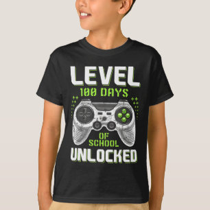 Gamer 100th Day Of School Level 100 Days Unlocked  T-Shirt