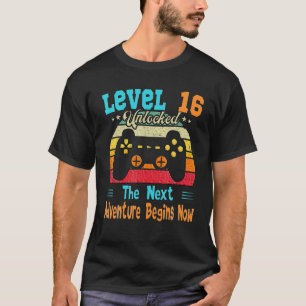 Gamer 16Th Birthday Level 16 Unlocked Adventure T-Shirt