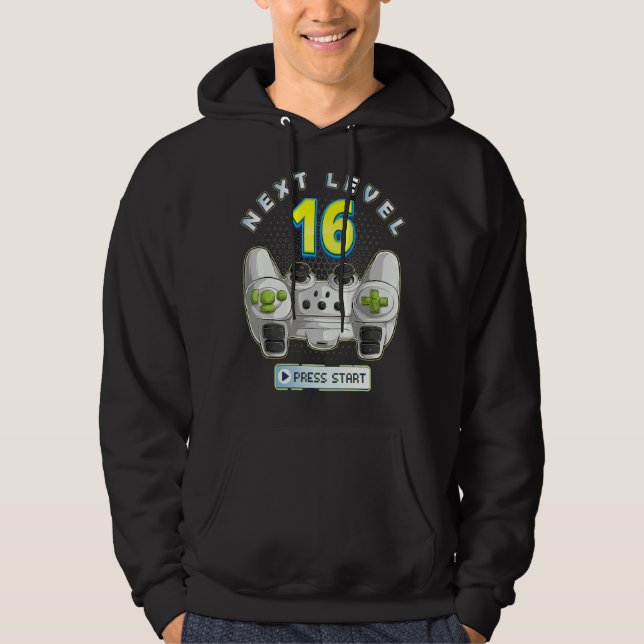 Gamer 16th Birthday Next Level 16 Game Controller  Hoodie (Front)