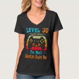 Gamer 30th Birthday Level 30 Unlocked Adventure T-Shirt