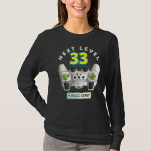 Gamer 33th Birthday Next Level 33 Game Controller  T-Shirt