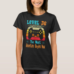 Gamer 36th Birthday Level 36 Unlocked Adventure T-Shirt