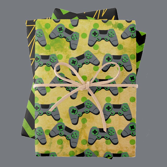 Gamer 3 Grunge Birthday Giftwrap Wrapping Paper Sheet (Creator Uploaded)