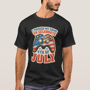 Gamer 4th Of July American Flag Gaming  Boys Girls T-Shirt