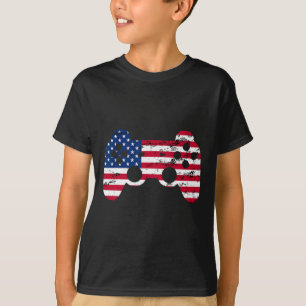 Gamer 4th Of July American Flag Video Game Boys Ki T-Shirt