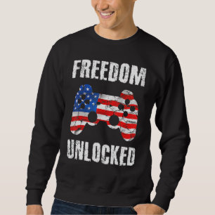 Gamer 4th Of July Freedom Unlocked Video Games Boy Sweatshirt