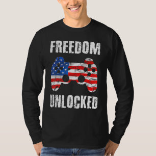 Gamer 4th Of July Freedom Unlocked Video Games Boy T-Shirt