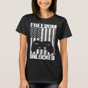 Gamer 4th Of July Freedom Unlocked Video Games Boy T-Shirt