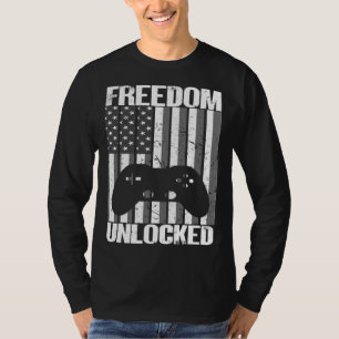 Gamer 4th Of July Freedom Unlocked Video Games Boy T-Shirt