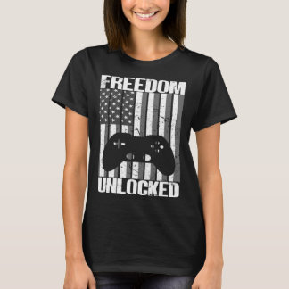 Gamer 4th Of July Freedom Unlocked Video Games Boy T-Shirt