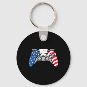 Gamer 4th Of July Gamepad Video Game Usa American Key Ring
