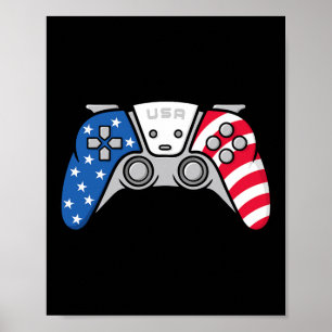 Gamer 4th Of July Gamepad Video Game Usa American  Poster