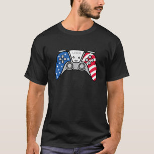 Gamer 4th Of July Gamepad Video Game USA American T-Shirt