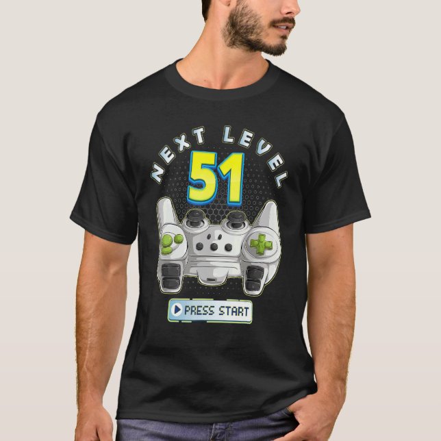 Gamer 51th Birthday Next Level 51 Game Controller  T-Shirt (Front)