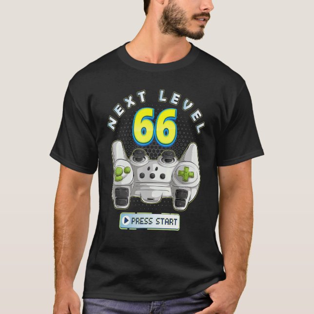 Gamer 66th Birthday Next Level 66 Game Controller  T-Shirt (Front)